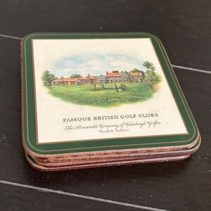 Pimpernel Vintage Coasters | Set of 4 | Famous British Golf Clubs | 4in